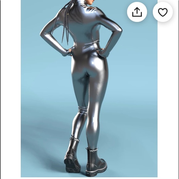 Candy Catz Silver glossy catsuit. Meow. Festival, rave , Halloween, etc - Picture 2 of 3